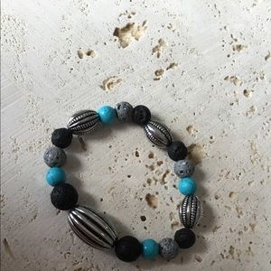 Handmade! Lava beads, gray, black turquoise beads.